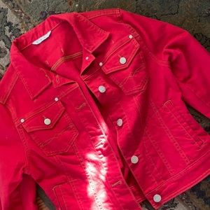CAbi Jean Jacket (red with yellow stitching)